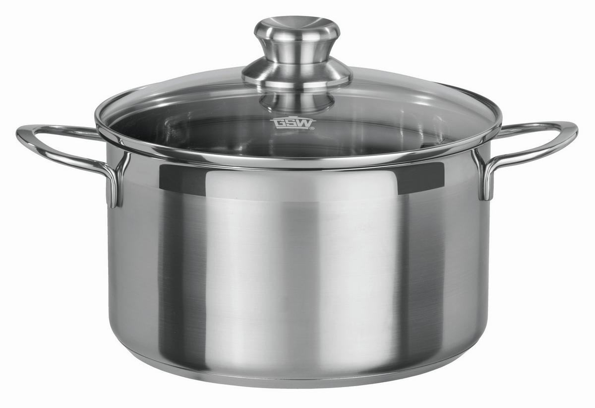 Kochtopfset Edelstahlfarben - Klar/Edelstahlfarben, Basics, Glas/Metall - GSW