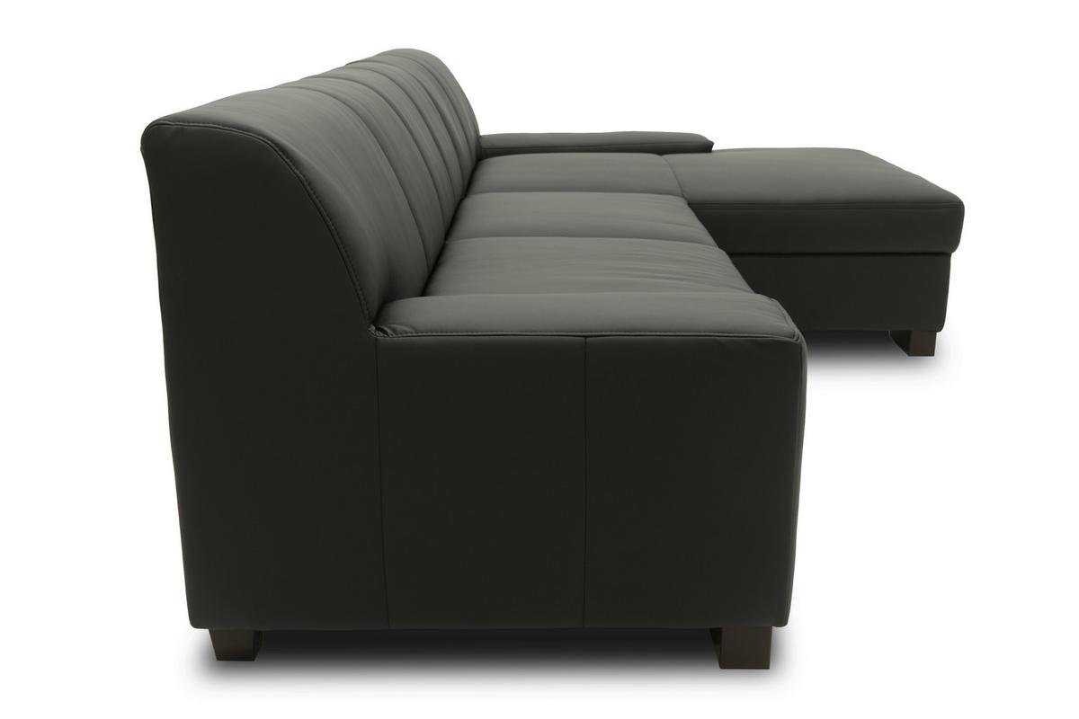 Ecksofa Mit Schlaffunktion Norma Schwarz Lederlook - Wengefarben/Schwarz, Design, Textil (268/153cm) - MID.YOU