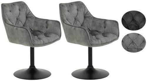 Armlehnstuhl Birte Grau Gepolstert 2er-Set - Schwarz/Grau, MODERN, Textil/Metall (49/83/62cm) - MID.YOU