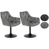 Armlehnstuhl Birte Grau Gepolstert 2er-Set - Schwarz/Grau, MODERN, Textil/Metall (49/83/62cm) - MID.YOU