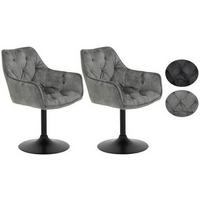Armlehnstuhl Birte Grau Gepolstert 2er-Set - Schwarz/Grau, MODERN, Textil/Metall (49/83/62cm) - MID.YOU