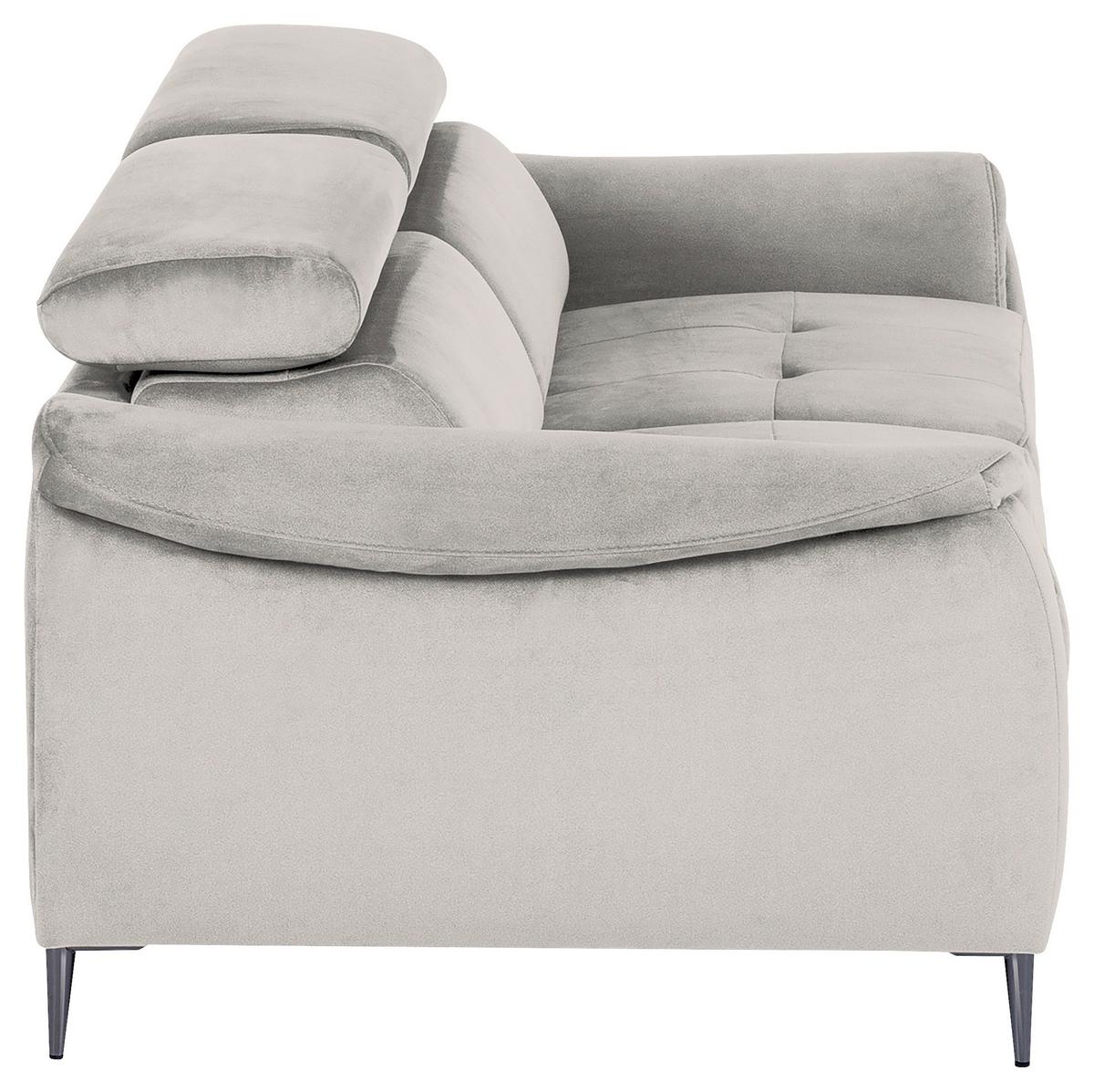Schlafsofa Pafos Hellgrau B: 203 cm - Chromfarben/Hellgrau, Design, Textil (203/77-98/103cm) - MID.YOU