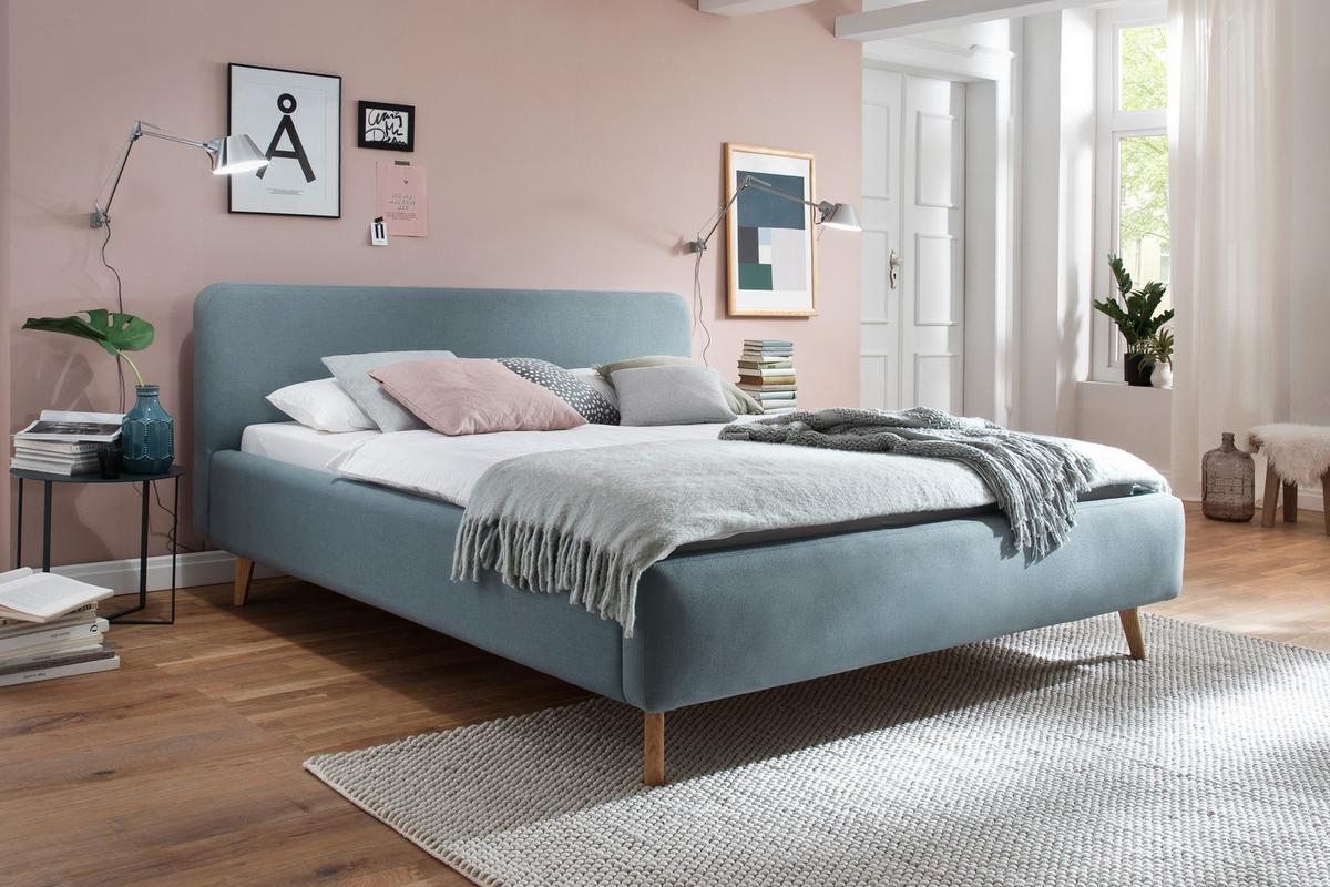 Polsterbett 140x200 Cm Mattis Hellblau - Eichefarben/Hellblau, Design, Textil (140/200cm) - Livetastic