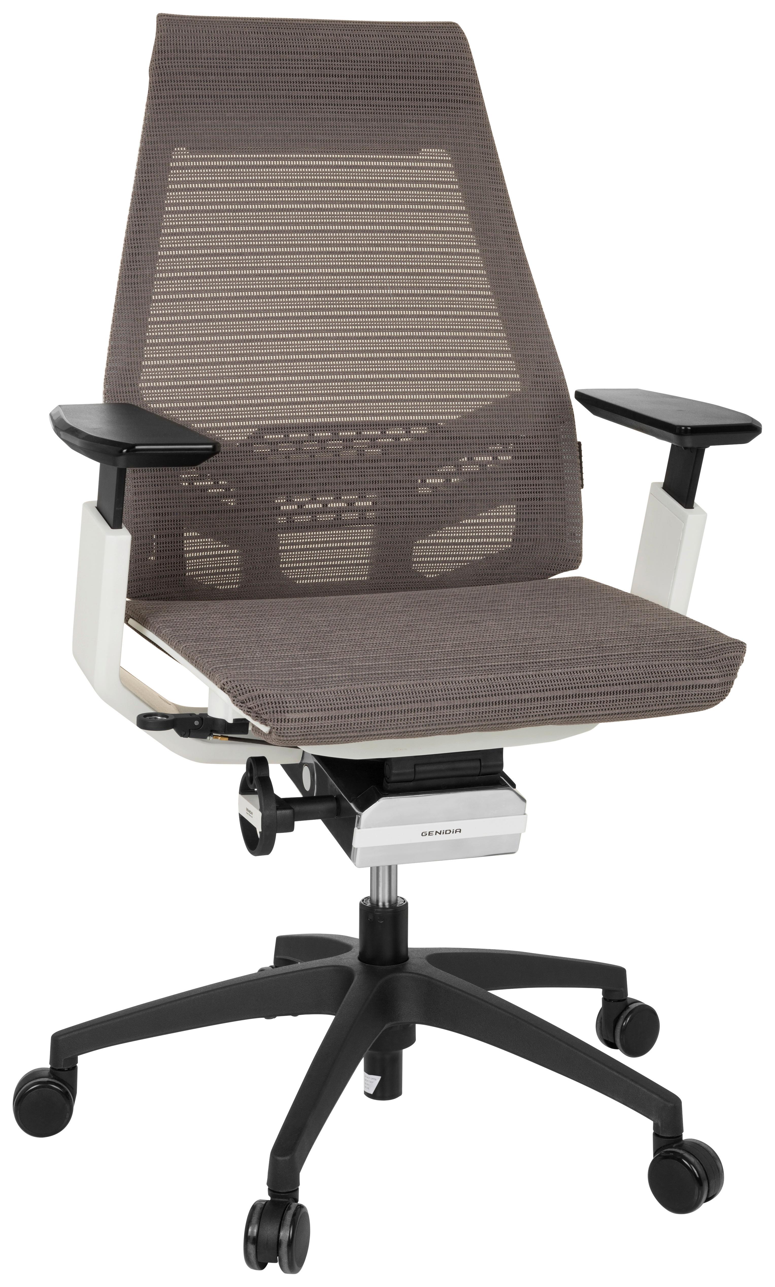Drehstuhl Genidia Smart White Armstützen Grau Bis 120kg - Schwarz/Weiß, MODERN, Kunststoff/Textil (70/112/55cm) - MID.YOU