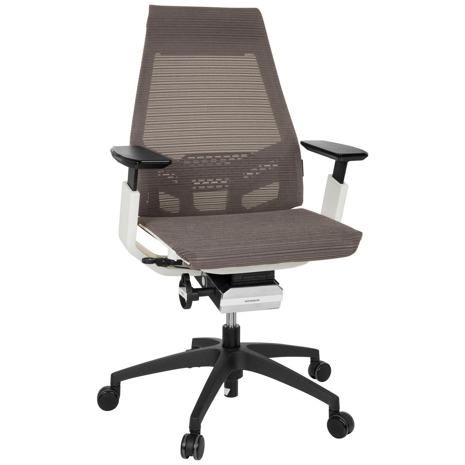 Drehstuhl Genidia Smart White Armstützen Grau bis 120kg Grau, Schwarz, Weiß 70x112x55 cm