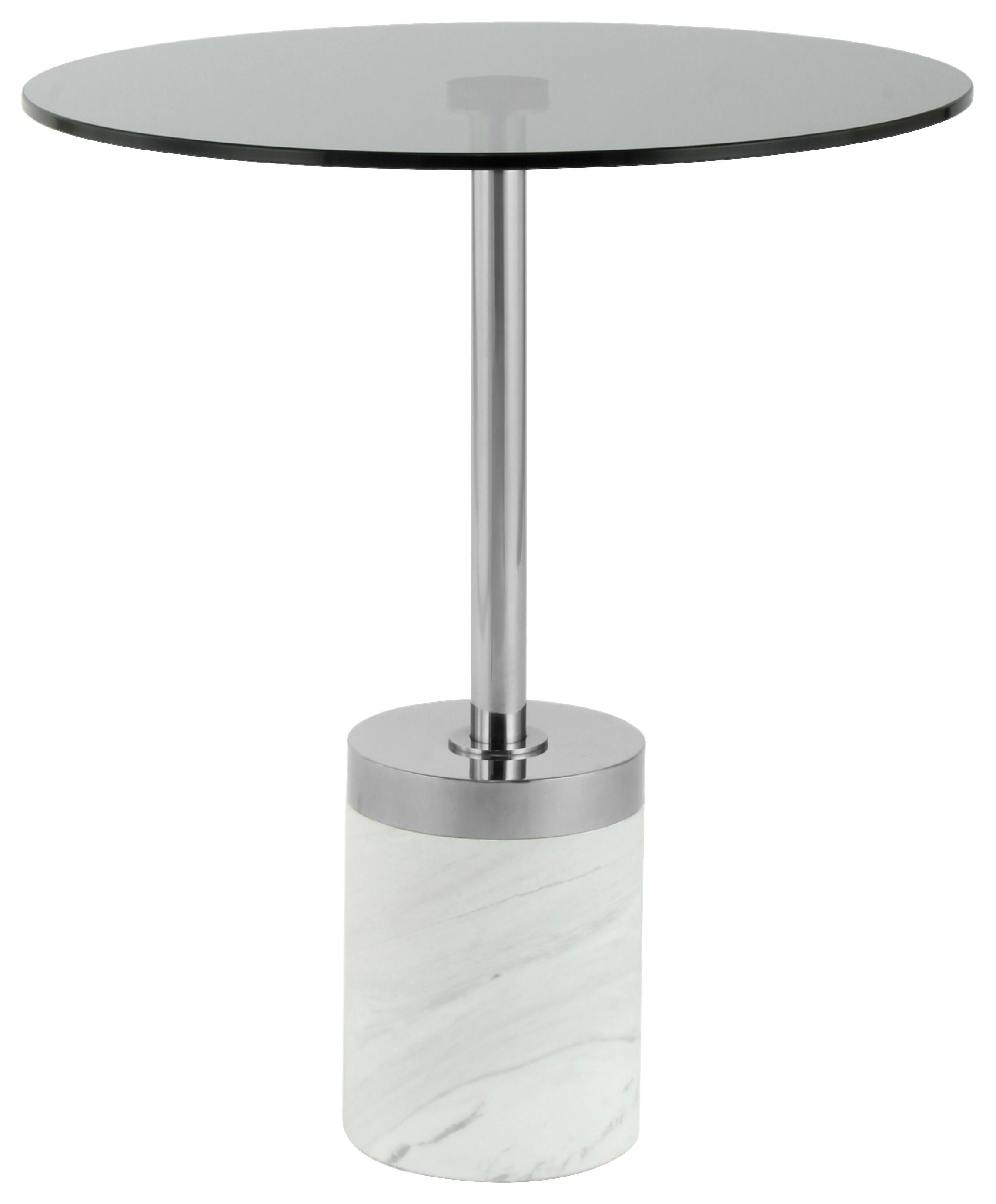 Beistelltisch Lana 125 Graphitfarben/weiß B: 53 Cm - Graphitfarben/Weiß, Design, Glas/Stein (46/46/53cm) - Kayoom