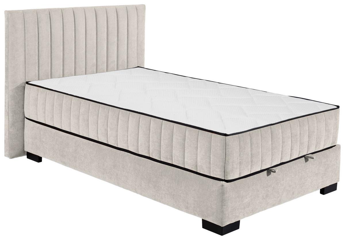 Boxbett Mit Bettkasten 120x200 Nagol - Beige/Schwarz, MODERN, Holzwerkstoff/Textil (120/200cm) - MID.YOU