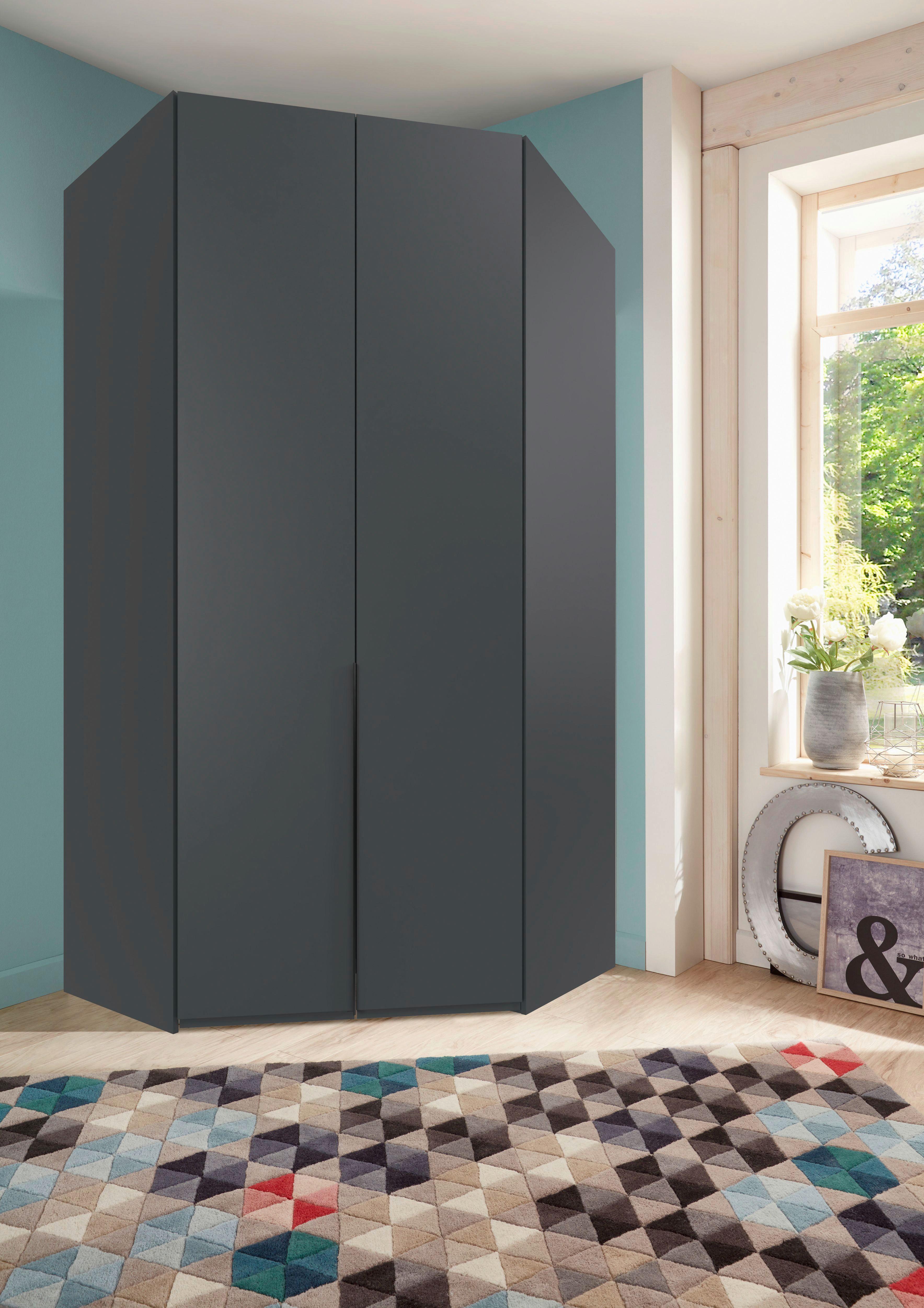 Eckleiderschrank Ny A Black Graphitfarben B: 120 cm - Graphitfarben, MODERN, Holzwerkstoff (120/236/120cm) - MID.YOU