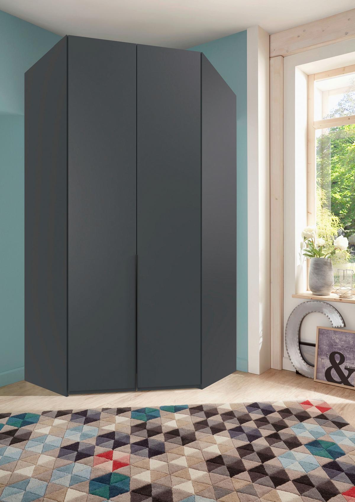 Eckleiderschrank Ny A Black Graphitfarben B: 120 cm - Graphitfarben, MODERN, Holzwerkstoff (120/236/120cm) - MID.YOU