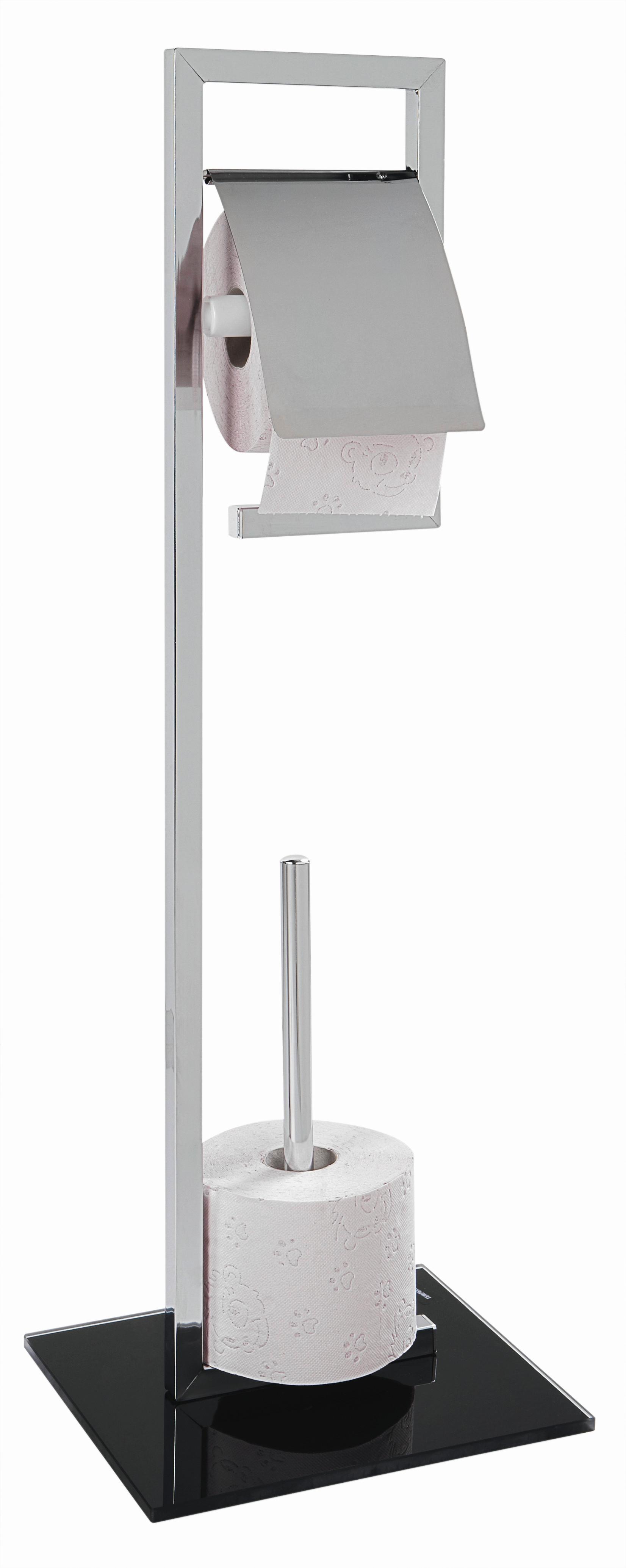 Držák na toaletní papír SPRUCE 1 - černá/barvy chromu, kov/sklo (25/70/20cm) - Mömax
