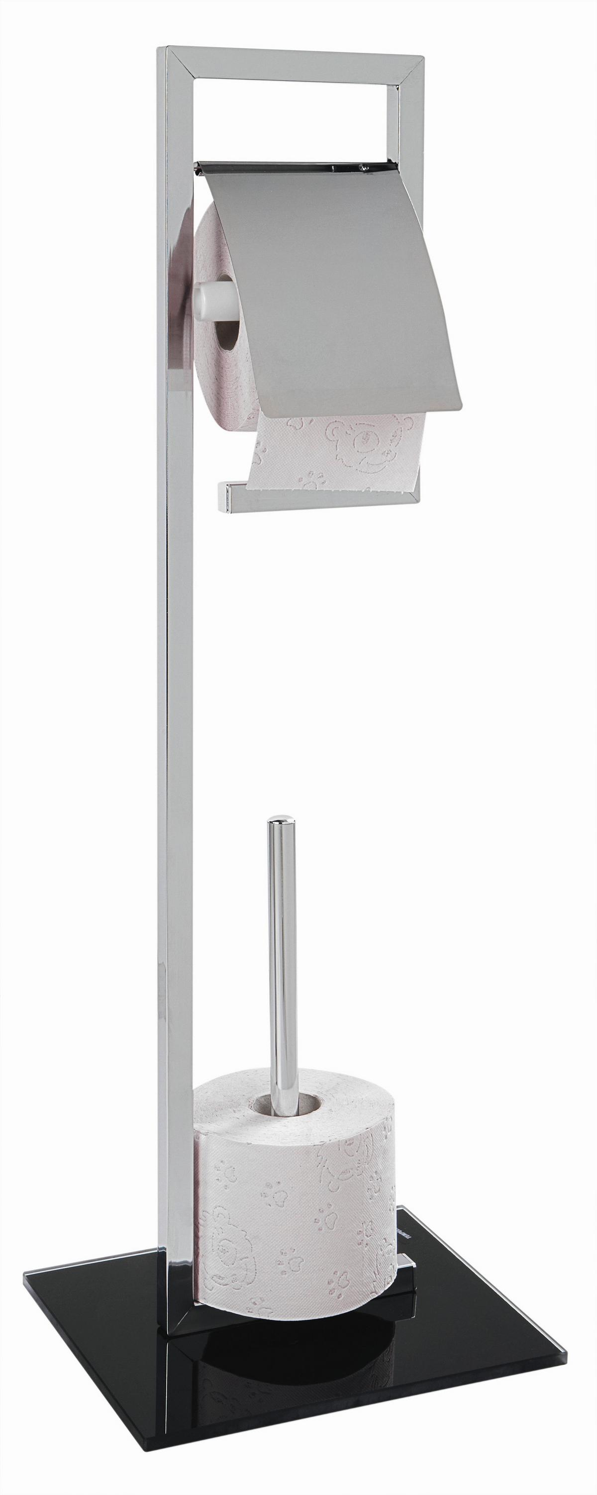 Držák na toaletní papír SPRUCE 1 - černá/barvy chromu, kov/sklo (25/70/20cm) - Mömax