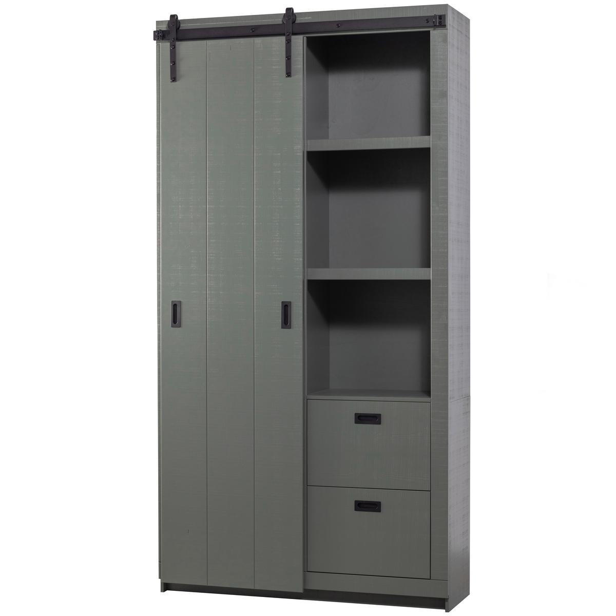 Mehrzweckschrank Slide Barn Grün B: 122 cm - Schwarz/Grün, Design, Holz (122/230/37cm) - Livetastic