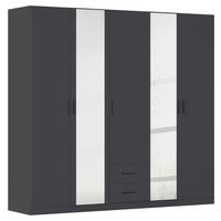 Drehtürenschrank Mit Spiegel 226cm Despina Grau - Grau, KONVENTIONELL, Holzwerkstoff (226/210/54cm)