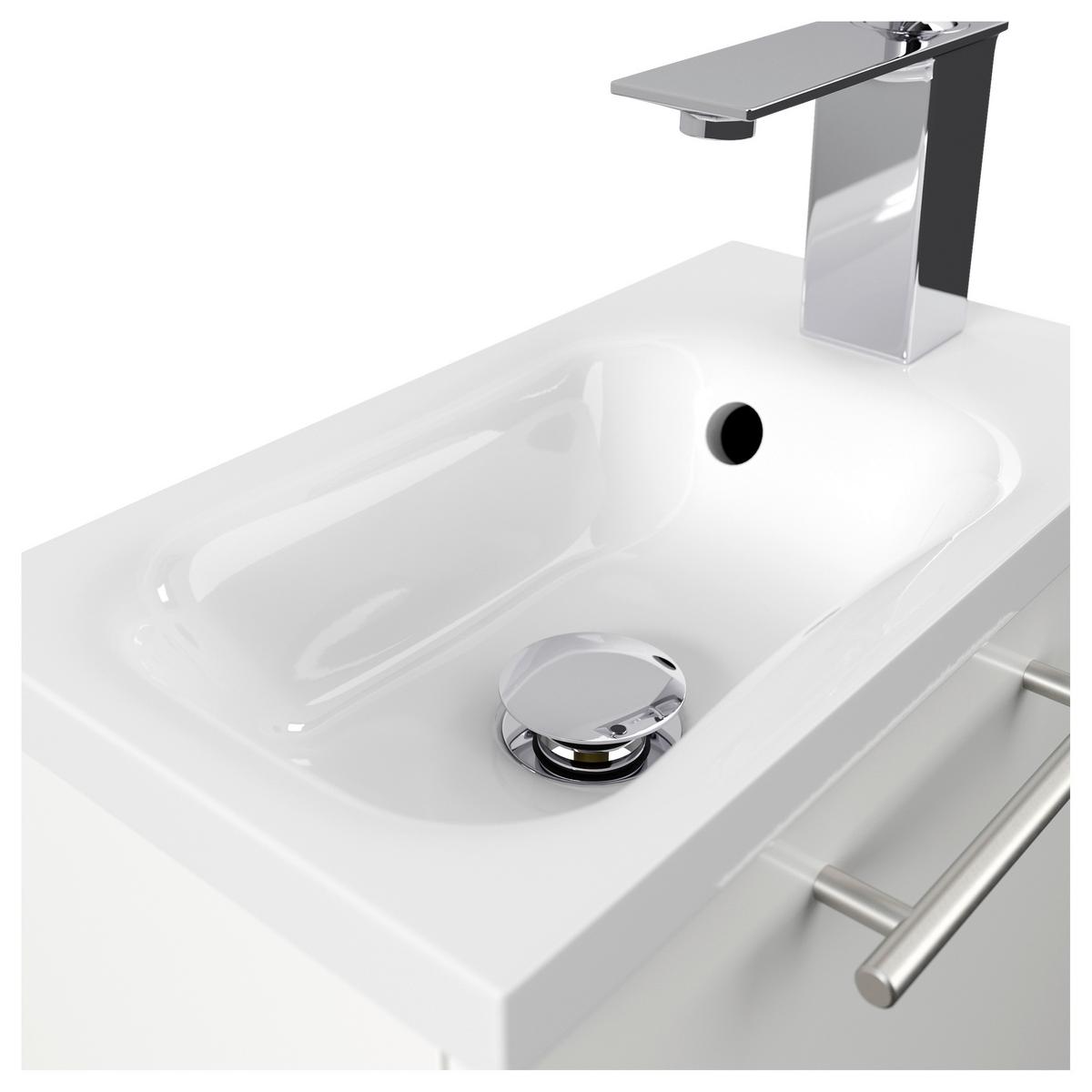 Gästebad Pieni Weiß Hg B: 40 cm - Weiß Hochglanz, MODERN, Holzwerkstoff/Stein (40cm) - MID.YOU