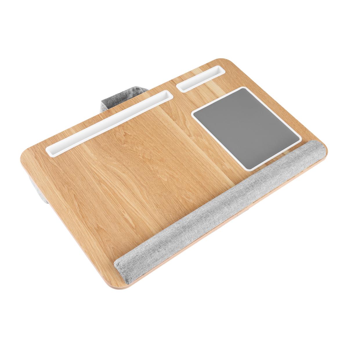 Stolík pod notebook LAPPY - šedá/přírodní barvy, Konvenční, kompozitní dřevo/textil (55/36,5/9,5cm) - Mömax