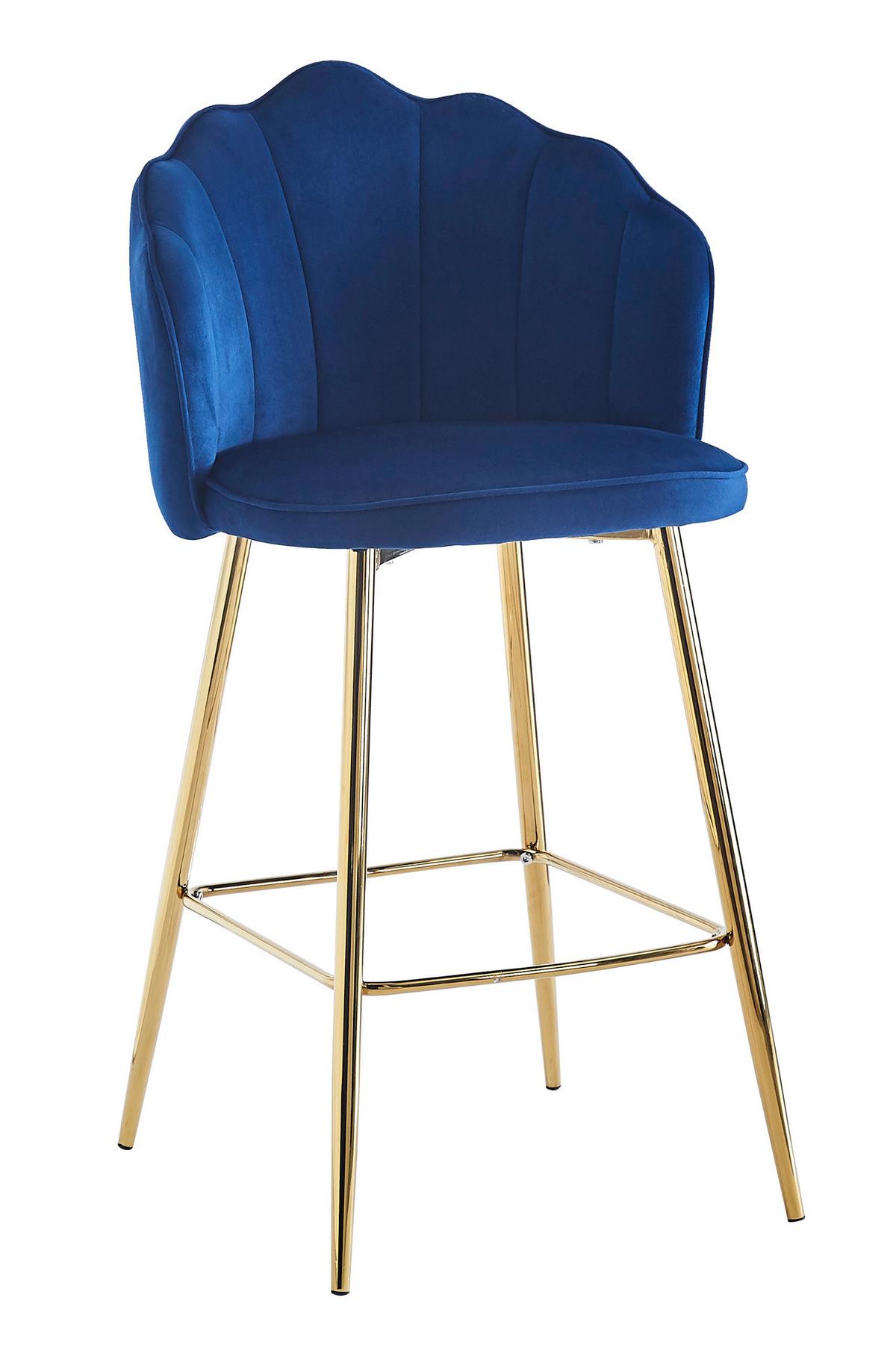 Barhocker-Set Dunkelblau B: 52 cm - Goldfarben/Dunkelblau, MODERN, Textil/Metall (52/100/54cm) - Livetastic