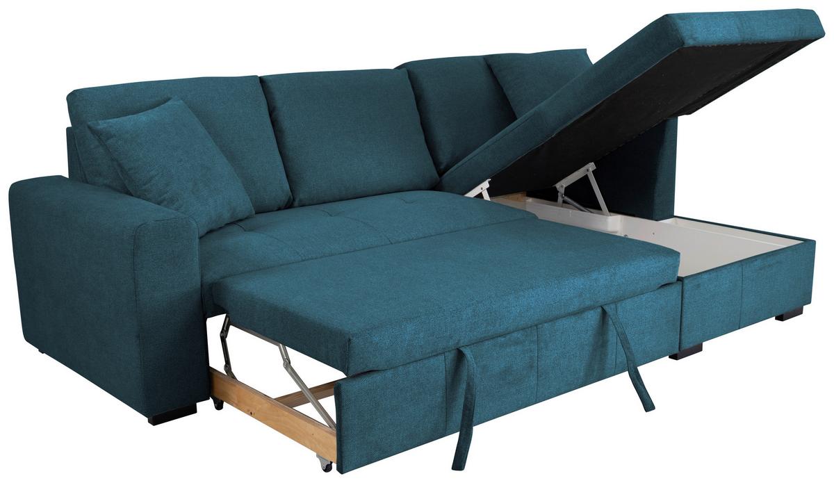 Ecksofa Lukas Blau S: 239x158 Cm - Blau, Trend, Textil (239/158cm)