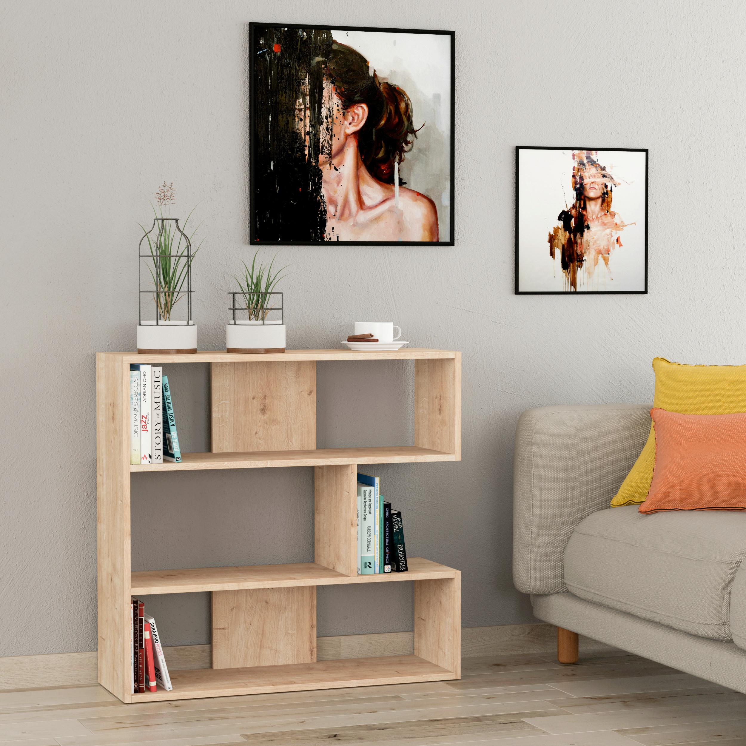 Bücherwand Molly, Eichefarben B: 94 Cm - Eichefarben, Design, Holzwerkstoff (94/89/30cm) - Livetastic