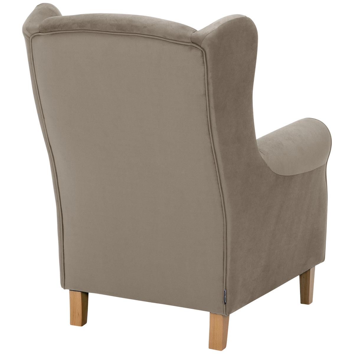 Ohrensessel mit Armlehnen Lorris Flachgewebe Hellbraun - Hellbraun/Eichefarben, KONVENTIONELL, Textil (77/103/86cm) - Max Winzer
