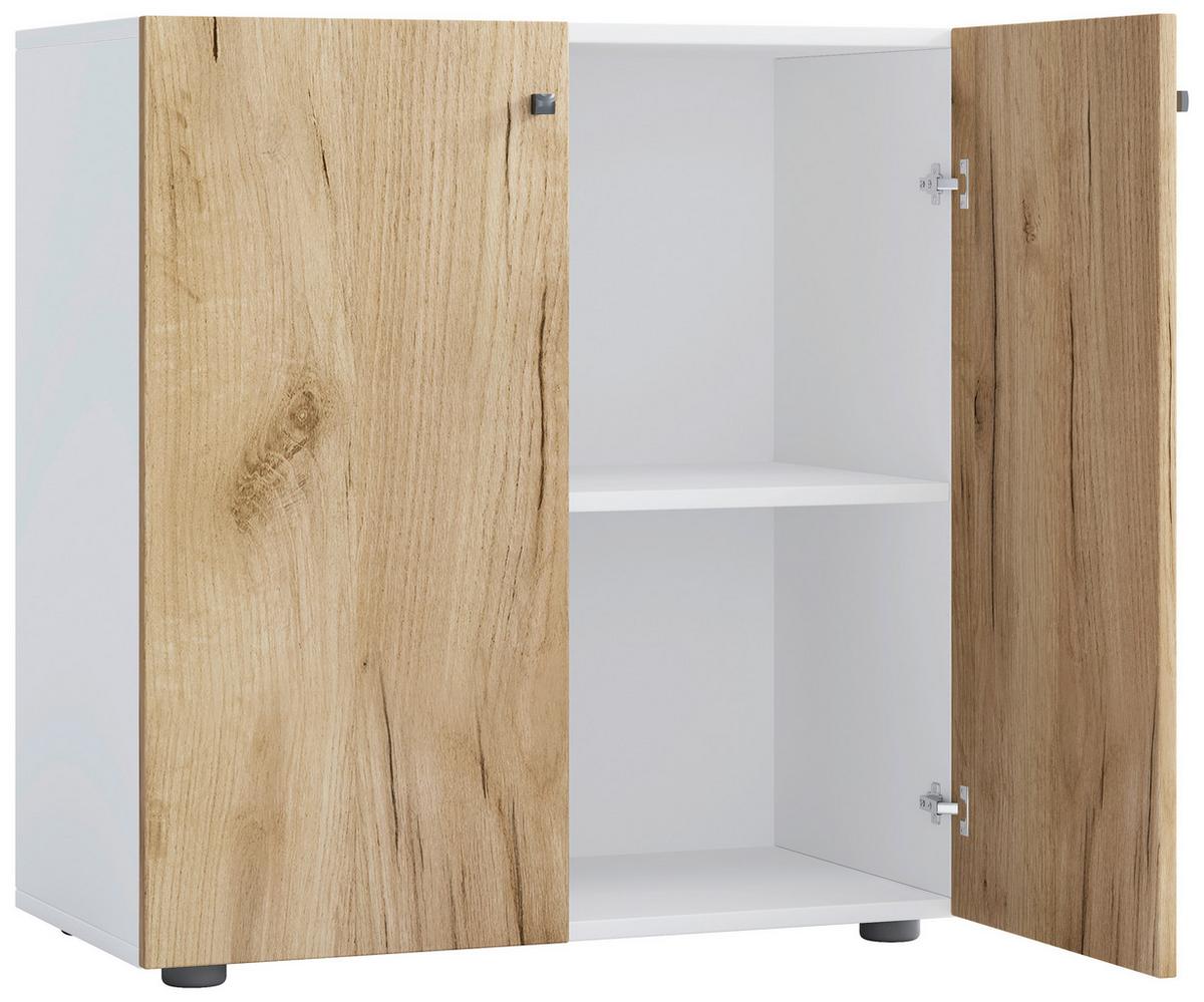 Regal Lona Weiß, Honigeiche Dekor B: 70cm - Honigeiche/Schwarz, Design, Holzwerkstoff (70/74/39cm) - MID.YOU