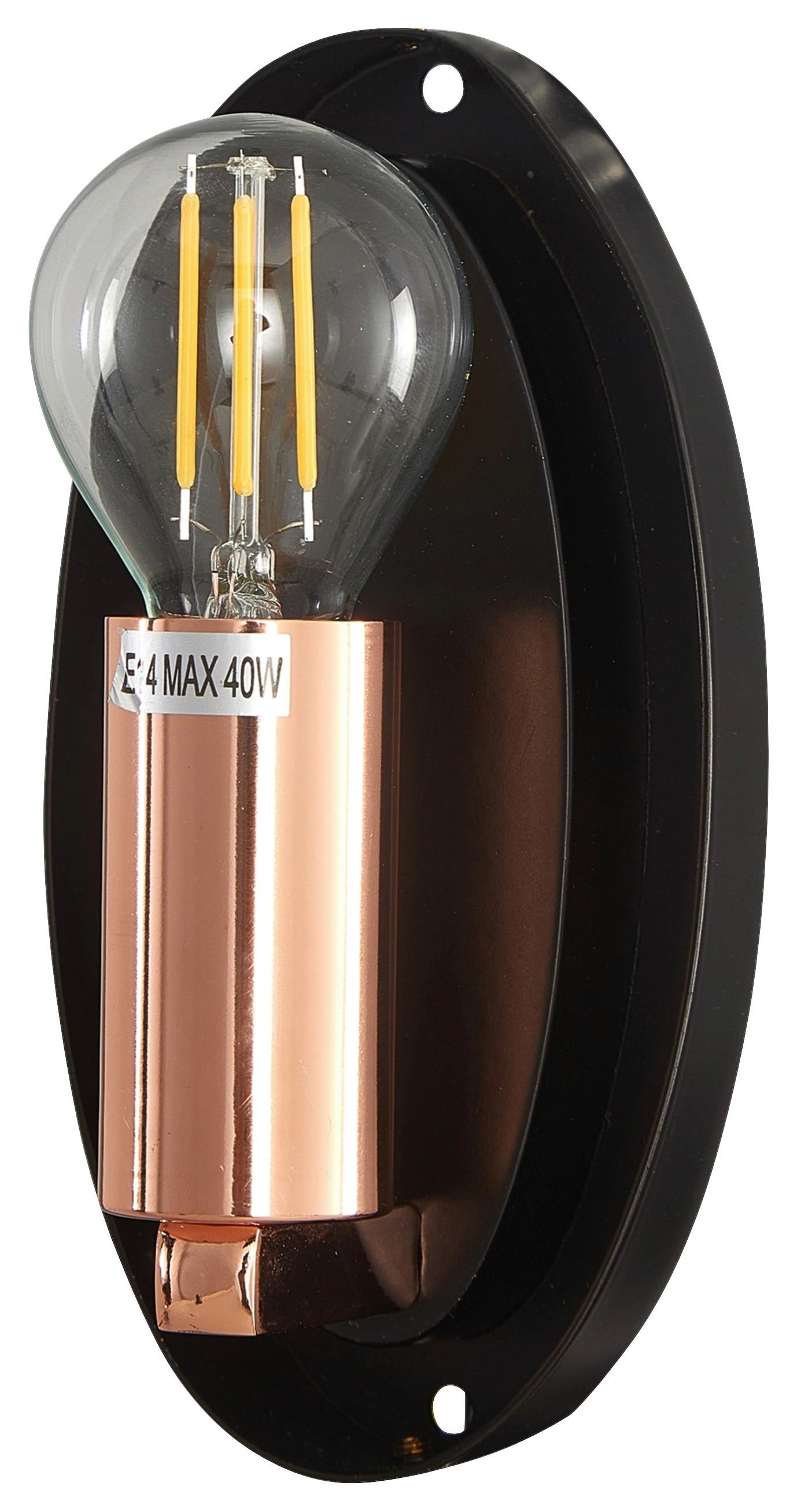 WANDLEUCHTE MABELL - Schwarz/Kupferfarben, Basics, Glas/Metall (20,8/27,5/12,8cm) - MAYTONI