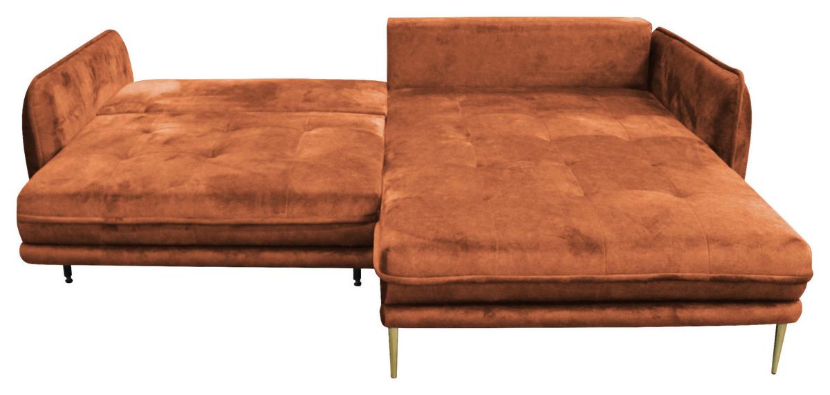 Ecksofa Whisper Rostfarben S:264x196cm - Rostfarben/Goldfarben, Design, Textil (264/196cm) - MID.YOU