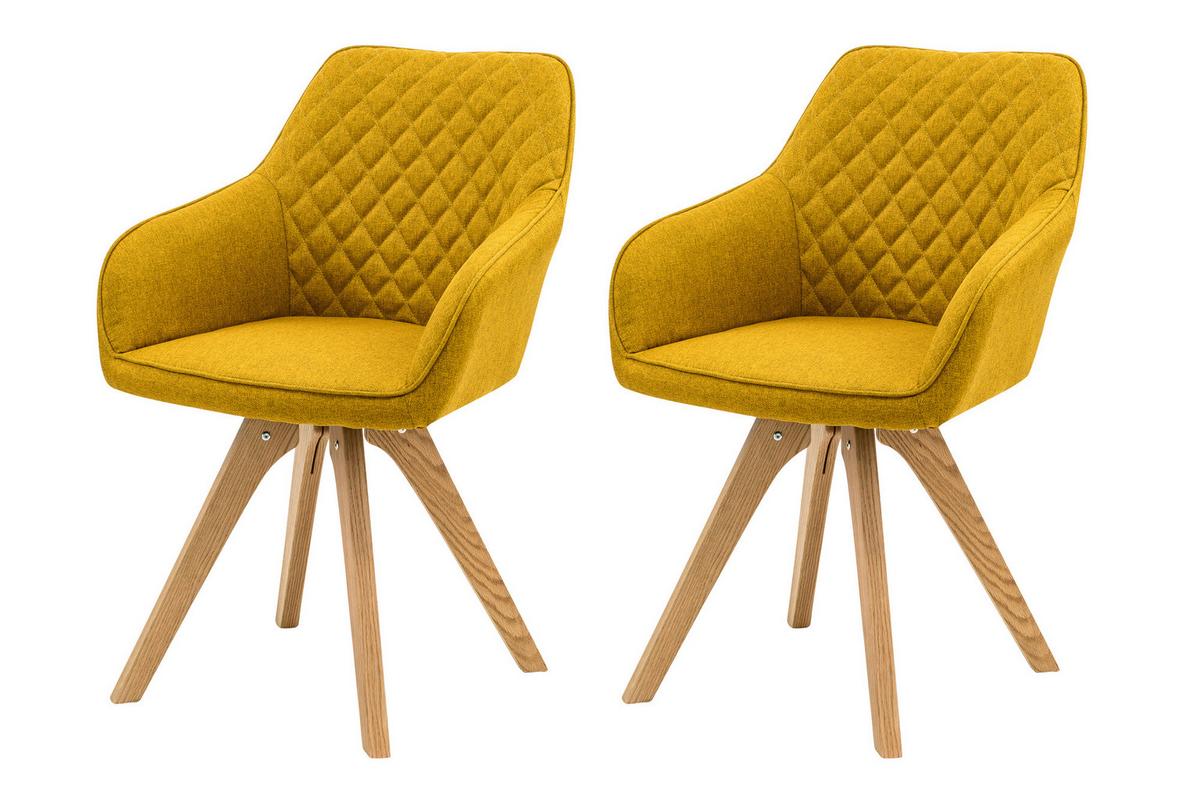 Armlehnstuhl-set Currygelb B: 59 Cm - Currygelb/Naturfarben, MODERN, Holz/Textil (59/88/61cm) - Livetastic