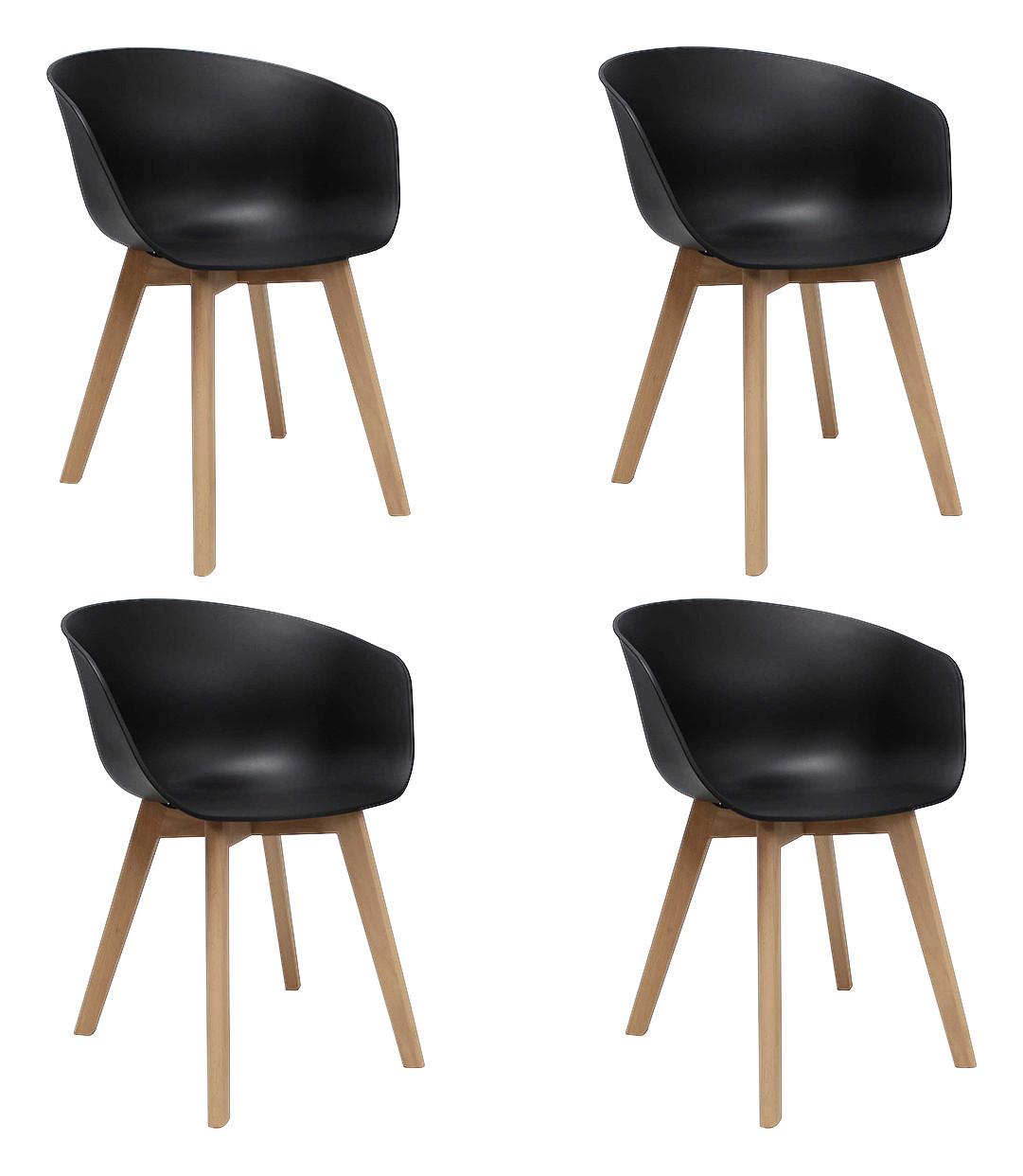 Armlehnstuhl-Set Noan - Schwarz/Naturfarben, MODERN, Holz/Kunststoff (60/78,5/44cm) - MID.YOU