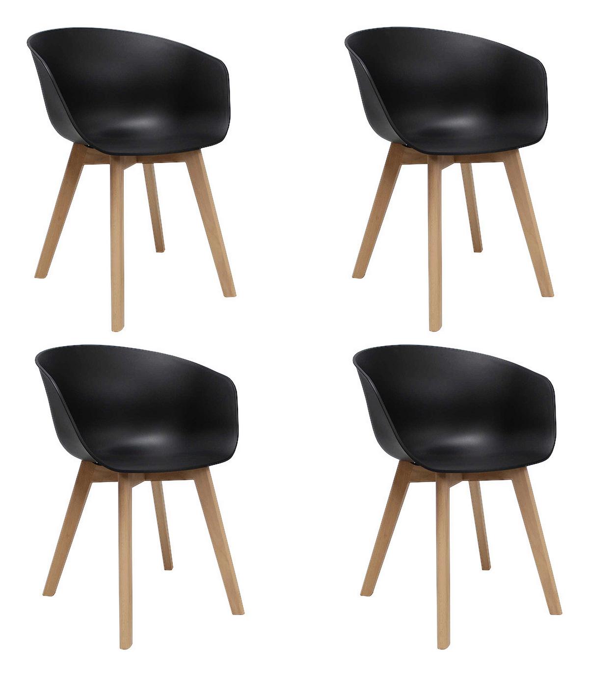 Armlehnstuhl-set Noan - Schwarz/Naturfarben, MODERN, Holz/Kunststoff (60/78,5/44cm) - MID.YOU