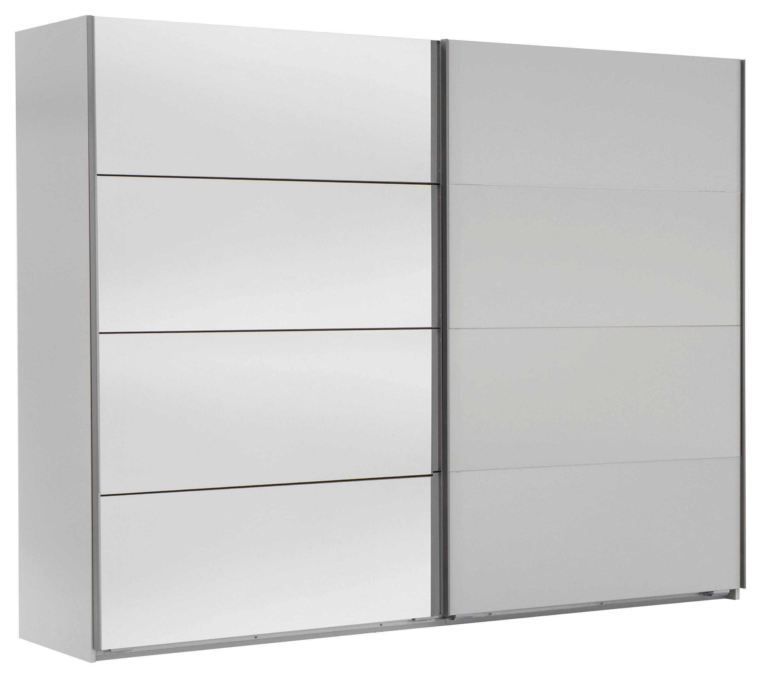 Schwebetürenschrank Mit Spiegel 225cm Ernie, Weiß Dekor - Weiß, MODERN, Glas/Holzwerkstoff (225/210/65cm) - MID.YOU