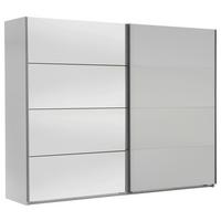 Schwebetürenschrank Mit Spiegel 225cm Ernie, Weiß Dekor - Weiß, MODERN, Glas/Holzwerkstoff (225/210/65cm) - MID.YOU