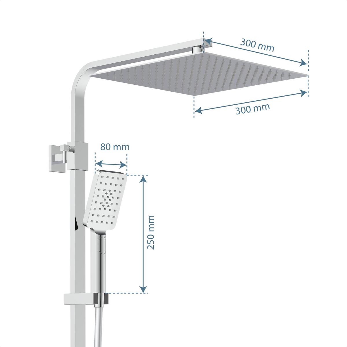 Brausegarnitur Ocean Chrom 3-Fach verstellbar Anti-Kalk - Anthrazit, Design, Metall (3/80-120/37,5cm) - Schütte