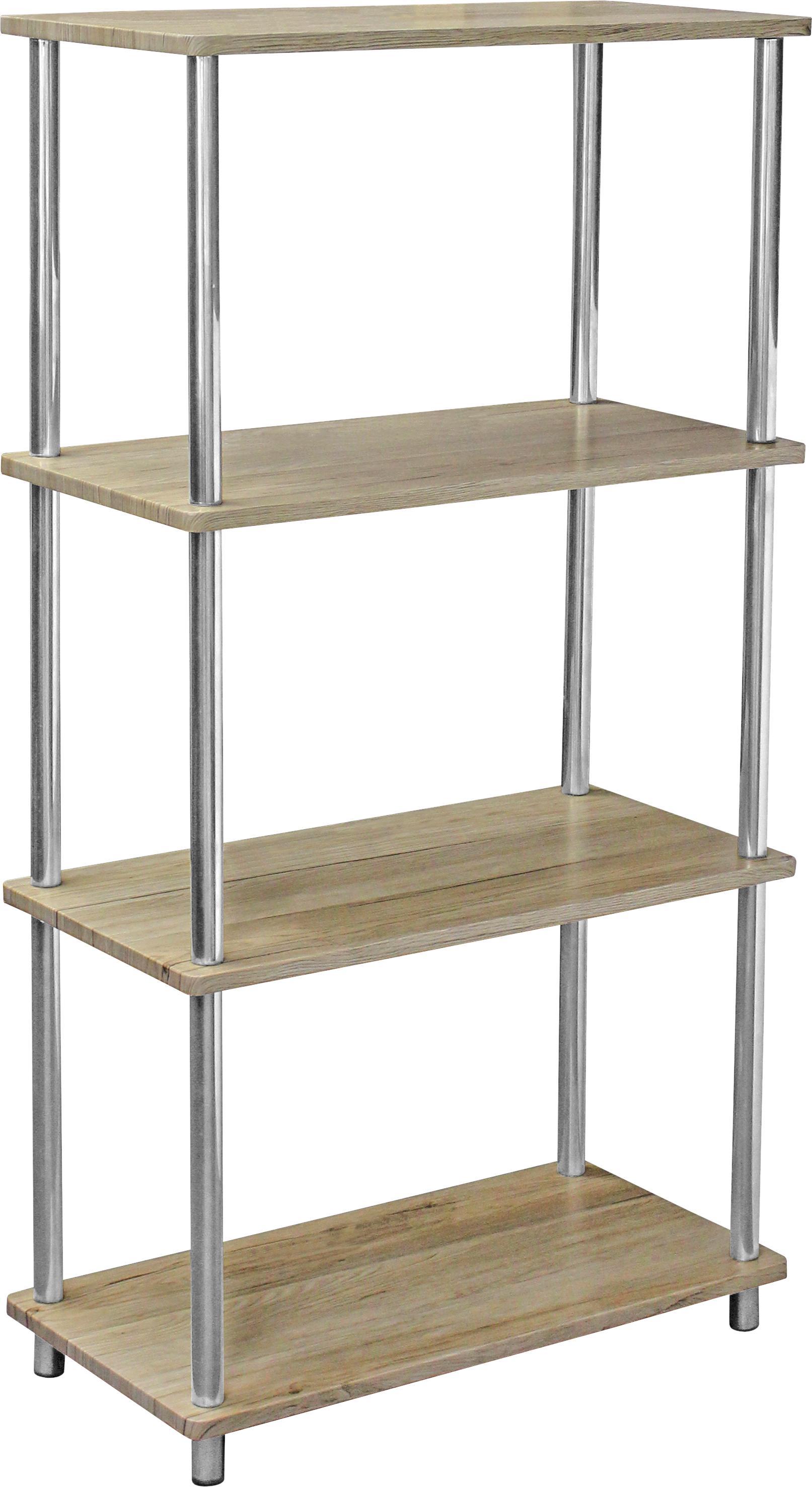 Regal Timilli 2 - Chromfarben/Eichefarben, MODERN, Holzwerkstoff/Metall (60/111,5/30cm)