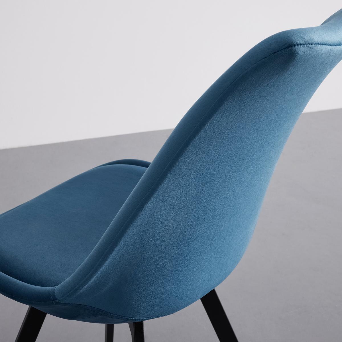 Židle ze sametu Mia - modrá - petrolej/černá, Moderní, kov/textil (45/84/55cm) - P & B