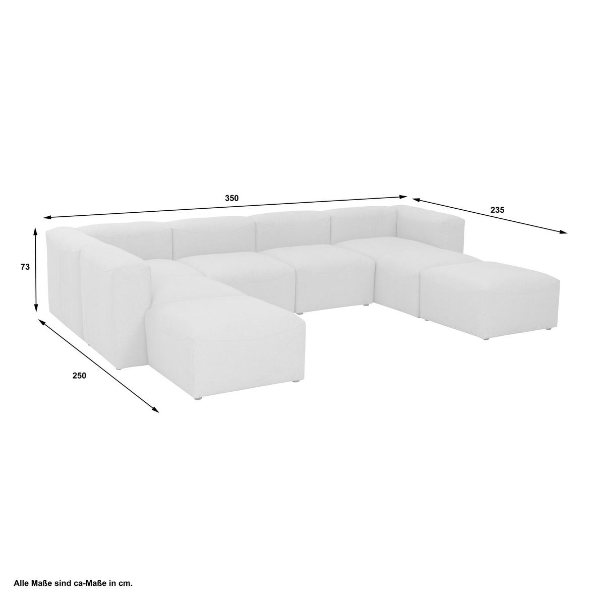Wohnlandschaft Lena Creme Flachgewebe - Creme, Design, Textil (250/350/235cm) - Max Winzer