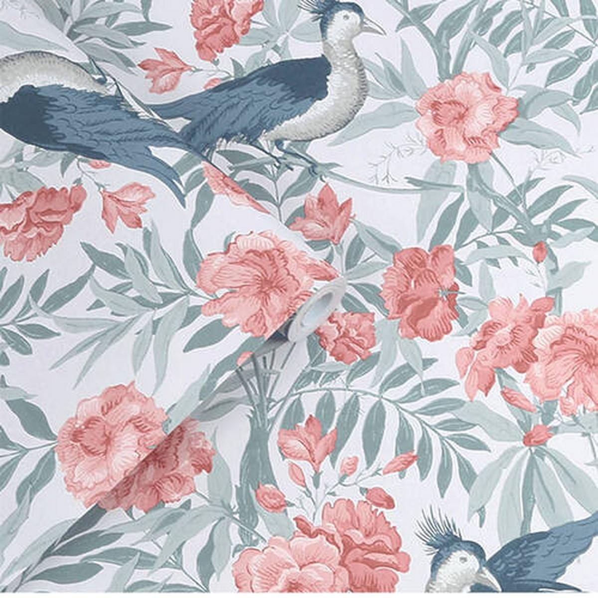 Vliestapete Osterley Rosewood - Rosa/Grün, Basics, Papier/Kunststoff (52/1000cm)