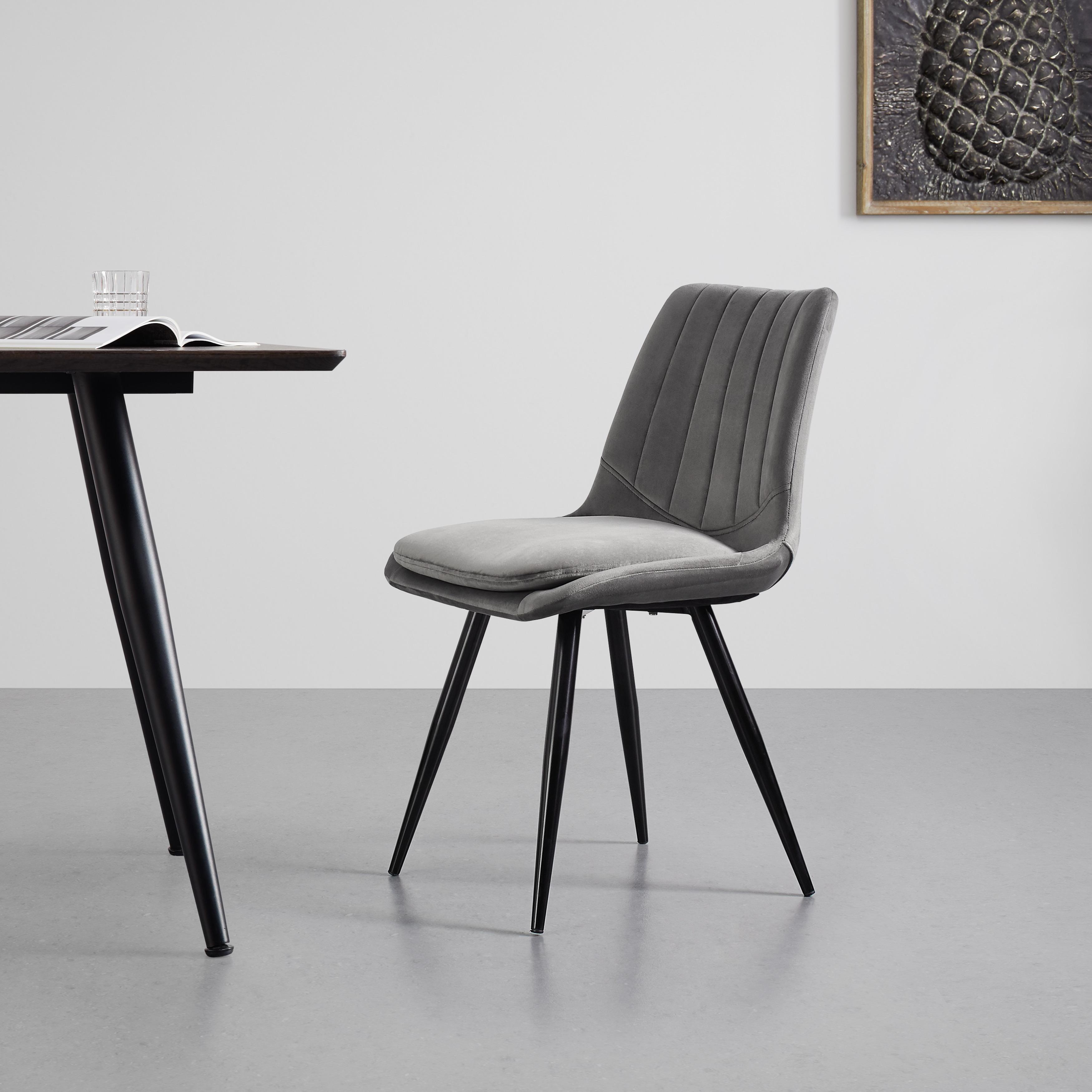 Jídelní Židle Joy Tm. Šědá - černá/tmavě šedá, Moderní, kov/textil (49/82/55cm) - Modern Living