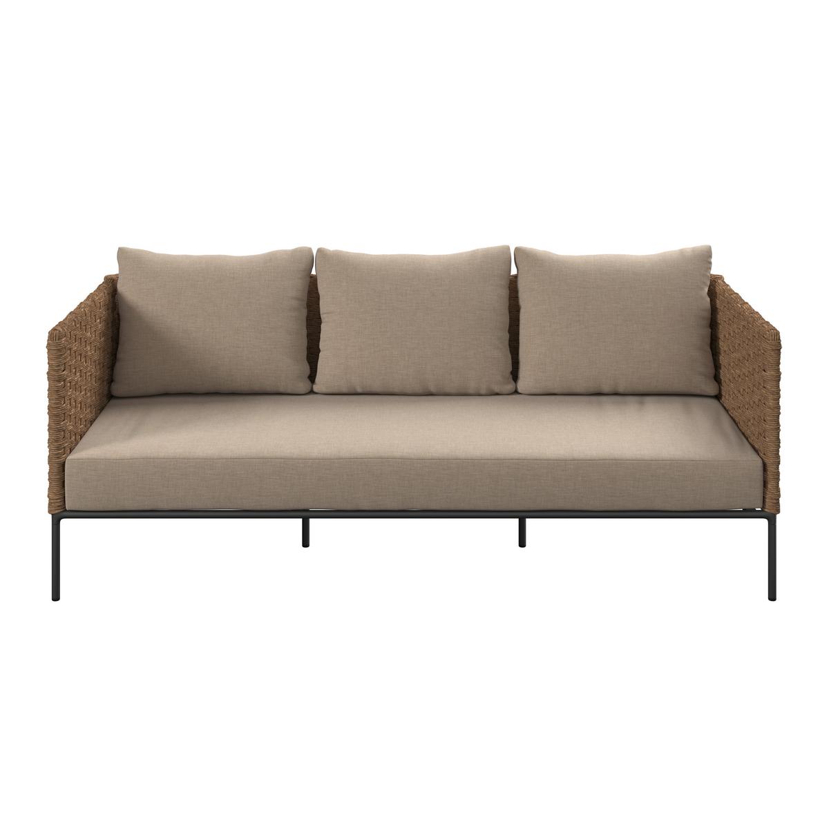 Loungegarnitur Amalfi - Beige/Gelb, MODERN, Holz/Kunststoff (120/40/65cm) - Beldano