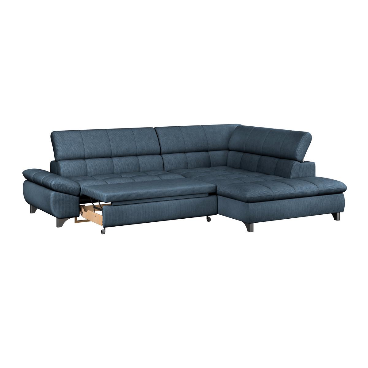 Ecksofa Mit Schlaffunktion Gemini Dunkelblau 312x234 Cm - Chromfarben/Dunkelblau, KONVENTIONELL, Textil (312/234cm)