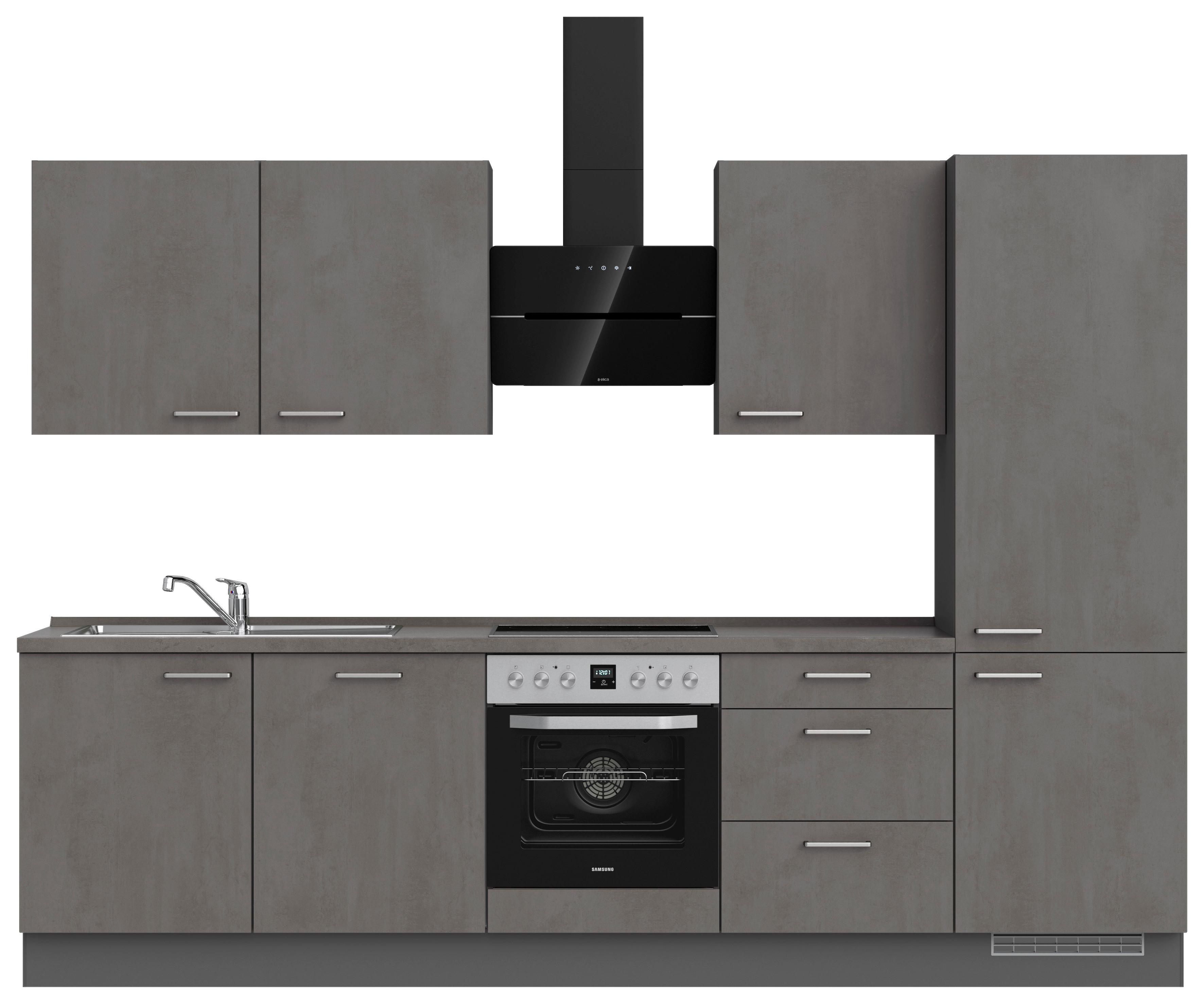 Kuchynská linka 300 cm, bridl.šedý betón/bridl.šedá - farba ušľachtilej ocele/bridlicová, Modern, kov/kompozitné drevo (300cm) - Nobilia