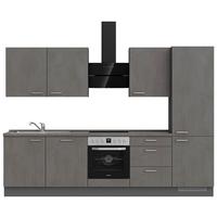 Kuchynská linka 300 cm, bridl.šedý betón/bridl.šedá - farba ušľachtilej ocele/bridlicová, Modern, kov/kompozitné drevo (300cm) - Nobilia