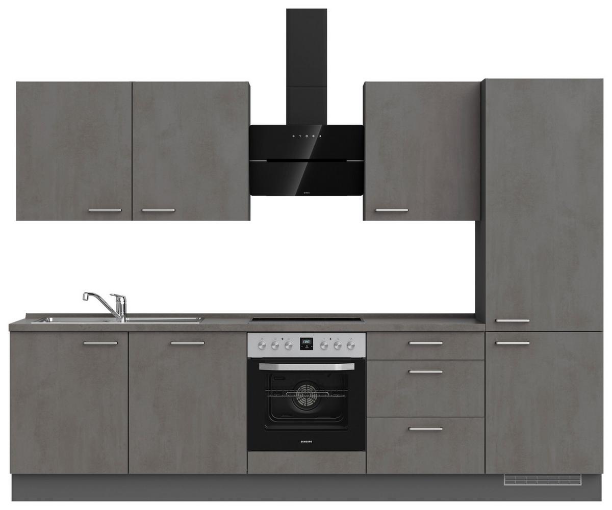 Kuchynská linka 300 cm, bridl.šedý betón/bridl.šedá - farba ušľachtilej ocele/bridlicová, Modern, kov/kompozitné drevo (300cm) - Nobilia