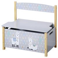 Kinderbank Dekor Grau/Alpakas mit Stauraum und Lehne - Grau, MODERN, Holzwerkstoff (60/56/34,50cm) - Kesper