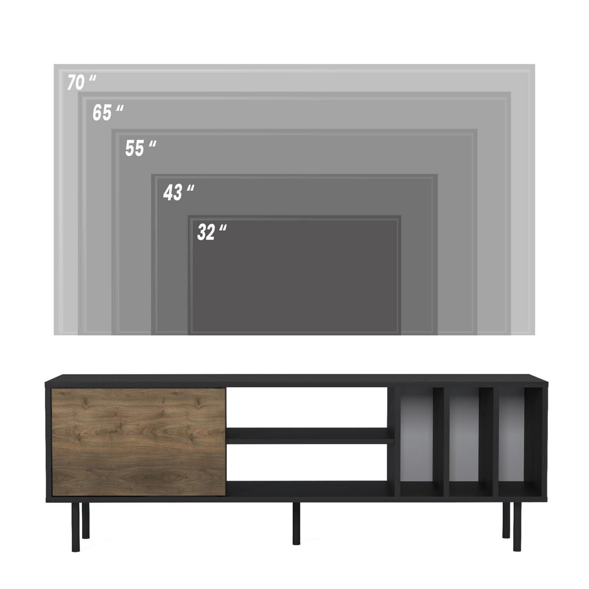 Lowboard Hera TV-Schrank - Walnussfarben/Schwarz, Design, Holzwerkstoff (160/57/35cm) - Livetastic