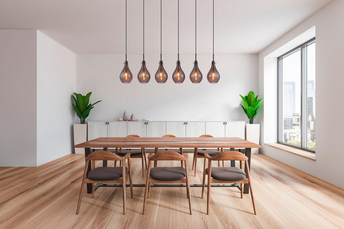 Hängeleuchte Exkl. 6xe14, 40w - Schwarz, Design, Glas/Metall (140/18/120cm) - Globo