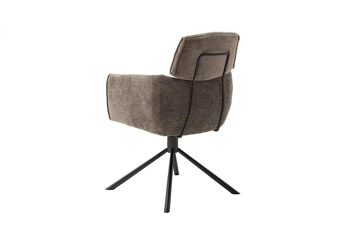 Armlehnstuhl Quebec Chenille Braun 360° drehbar - Schwarz/Braun, KONVENTIONELL, Textil/Metall (60/92/64cm)