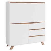 Sekretär Valtentin - Weiß/Sonoma Eiche, MODERN, Holzwerkstoff (120/127/38cm) - MID.YOU