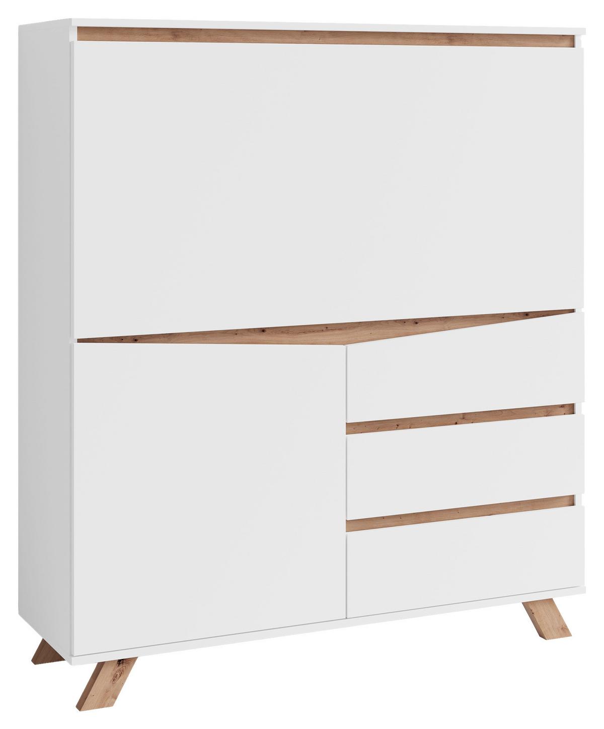 Sekretär Valtentin - Weiß/Sonoma Eiche, MODERN, Holzwerkstoff (120/127/38cm) - MID.YOU