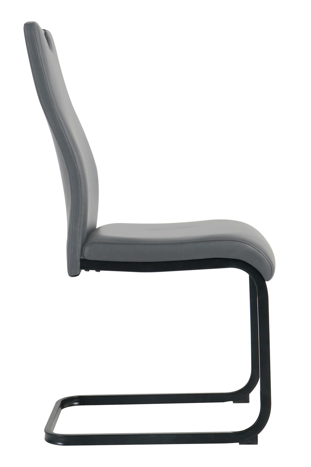 Stuhl-set Lederlook Grau, B: 42cm - Schwarz/Grau, Design, Kunststoff/Textil (42/98/56cm) - Livetastic