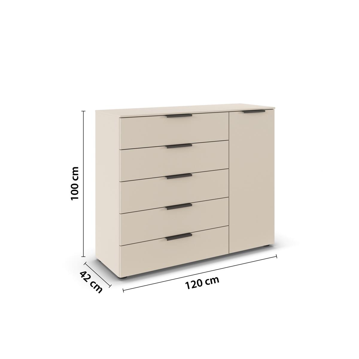 Kommode Flipp Champagner B: 120 Cm - Champagner/Schwarz, MODERN, Holzwerkstoff (120/100/42cm) - Rauch Möbel